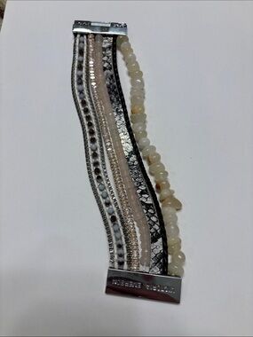 Victoria Emerson Beaded and Leather Multi-Strand Bracelet - Neutral Tones